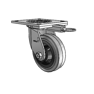 4 Series 1 1/2" Casters Top Plate Swivel Zinc with 5 x 1.5 Performa Rubber (Flat/Conductive) Wheel