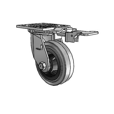 4 Series 1 1/2" Casters Top Plate Swivel Zinc with 5 x 1.5 Performa Rubber (Flat/Conductive) Wheel