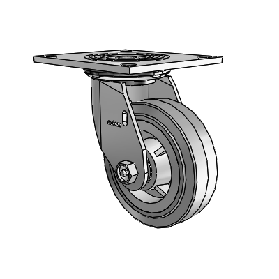 4 Series 1 1/2" Casters Top Plate Swivel Zinc with 5 x 1.5 Performa Rubber (Flat/Grey) Wheel