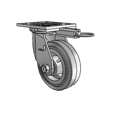 4 Series 1 1/2" Casters Top Plate Swivel Zinc with 5 x 1.5 Performa Rubber (Flat/Grey) Wheel