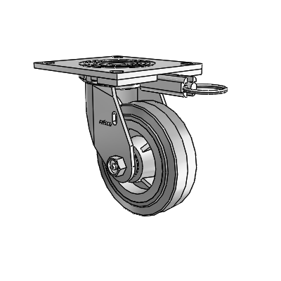 4 Series 1 1/2" Casters Top Plate Swivel Zinc with 5 x 1.5 Performa Rubber (Flat/Grey) Wheel