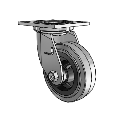 4 Series 1 1/2" Casters Top Plate Swivel Zinc with 5 x 1.5 Performa Rubber (Flat/Conductive) Wheel