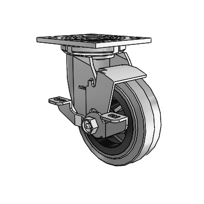4 Series 1 1/2" Casters Top Plate Swivel Zinc with 5 x 1.5 Performa Rubber (Flat/Conductive) Wheel and Top Lock Brake