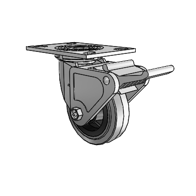 4 Series 1 1/2" Casters Top Plate Swivel Zinc with 5 x 1.5 Performa Rubber (Flat/Conductive) Wheel and Tech Lock Brake