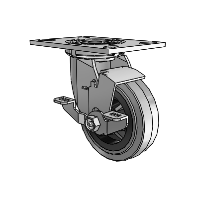 4 Series 1 1/2" Casters Top Plate Swivel Zinc with 5 x 1.5 Performa Rubber (Flat/Conductive) Wheel and Top Lock Brake