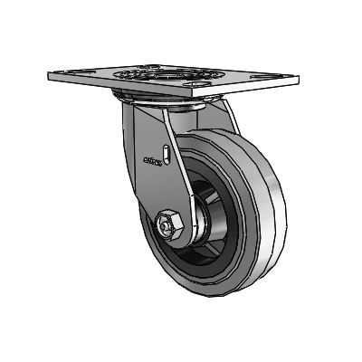 4 Series 1 1/2" Casters Top Plate Swivel Zinc with 5 x 1.5 Performa Rubber (Flat/Conductive) Wheel