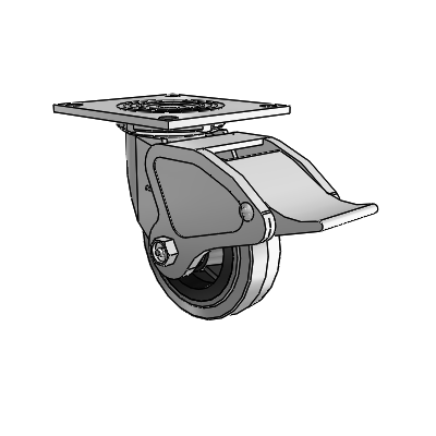 4 Series 1 1/2" Casters Top Plate Swivel Zinc with 5 x 1.5 Performa Rubber (Flat/Conductive) Wheel and Total Lock Brake