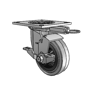 4 Series 1 1/2" Casters Top Plate Swivel Zinc with 5 x 1.5 Performa Rubber (Flat/Conductive) Wheel and Top Lock Brake