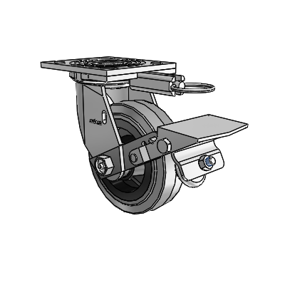 4 Series 1 1/2" Casters Top Plate Swivel Zinc with 5 x 1.5 Performa Rubber (Flat/Conductive) Wheel and Tread Lock Brake