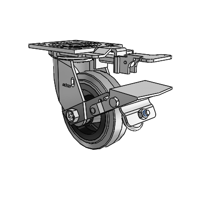 4 Series 1 1/2" Casters Top Plate Swivel Zinc with 5 x 1.5 Performa Rubber (Flat/Conductive) Wheel and Tread Lock Brake