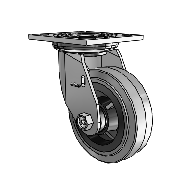 4 Series 1 1/2" Casters Top Plate Swivel Zinc with 5 x 1.5 Performa Rubber (Flat/Conductive) Wheel
