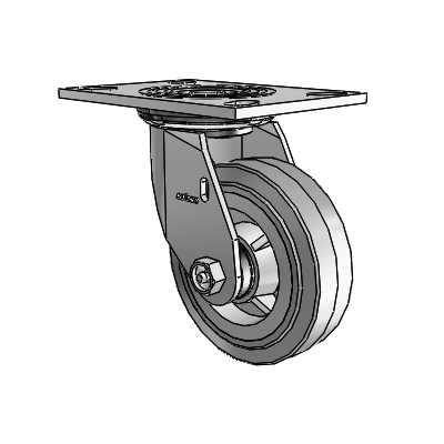 4 Series 1 1/2" Casters Top Plate Swivel Zinc with 5 x 1.5 Performa Rubber (Flat/Grey) Wheel