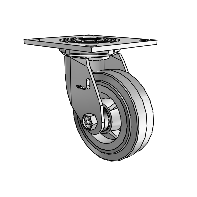 4 Series 1 1/2" Casters Top Plate Swivel Zinc with 5 x 1.5 Performa Rubber (Flat/Grey) Wheel