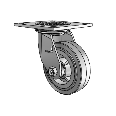 4 Series 1 1/2" Casters Top Plate Swivel Zinc with 5 x 1.5 Performa Rubber (Flat/Grey) Wheel
