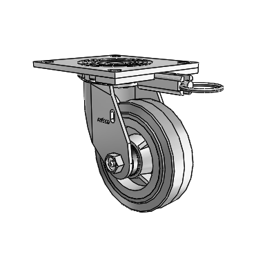 4 Series 1 1/2" Casters Top Plate Swivel Zinc with 5 x 1.5 Performa Rubber (Flat/Grey) Wheel