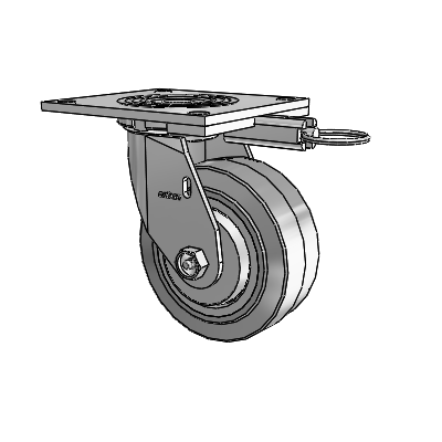 4 Series 2 Inch Wide Top Plate Swivel Caster Caster with 5 x 2 Performa Rubber (Flat/Grey) Wheel