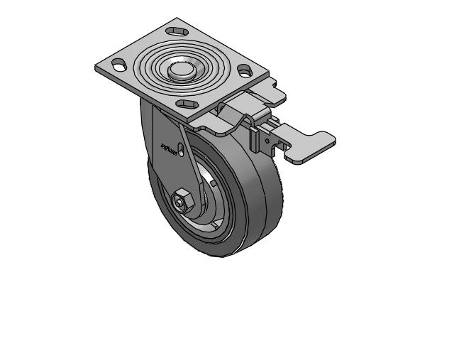 4 Series 2 Inch Wide Top Plate Swivel Caster Caster with 5 x 2 Performa Rubber (Flat/Grey) Wheel