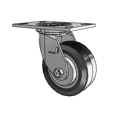 4 Series 2 Inch Wide Top Plate Swivel Caster Caster with 5 x 2 Performa Rubber (Flat/Black) Wheel