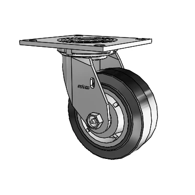 4 Series 2 Inch Wide Top Plate Swivel Caster Caster with 5 x 2 Performa Rubber (Flat/Black) Wheel