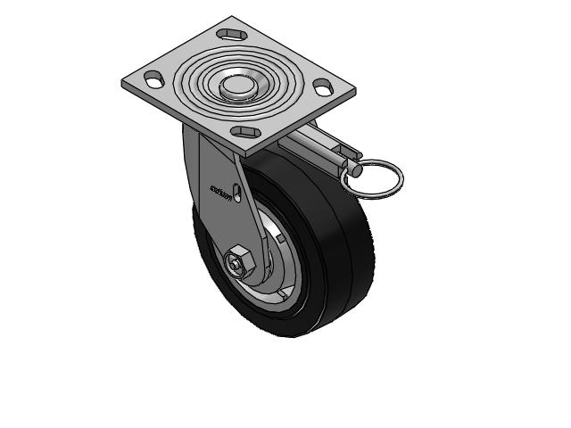 4 Series 2 Inch Wide Top Plate Swivel Caster Caster with 5 x 2 Performa Rubber (Flat/Black) Wheel