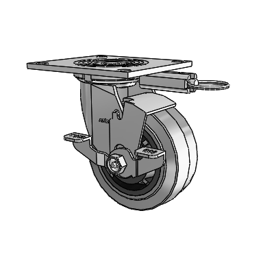 4 Series 2 Inch Wide Top Plate Swivel Caster Caster with 5 x 2 Performa Rubber (Flat/Conductive) Wheel and Top Lock Brake