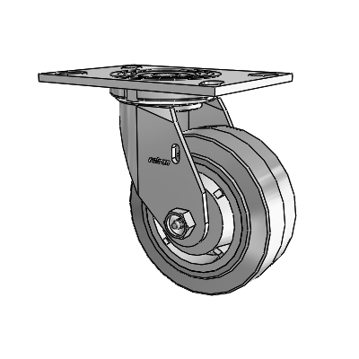 4 Series 2 Inch Wide Top Plate Swivel Caster Caster with 5 x 2 Performa Rubber (Flat/Grey) Wheel