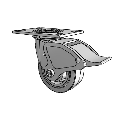 4 Series 2 Inch Wide Top Plate Swivel Caster Caster with 5 x 2 Performa Rubber (Flat/Grey) Wheel and Total Lock Brake