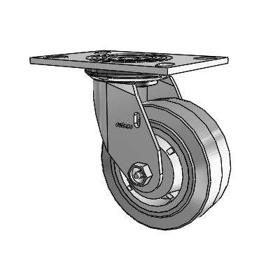4 Series 2 Inch Wide Top Plate Swivel Caster Caster with 5 x 2 Performa Rubber (Flat/Grey) Wheel