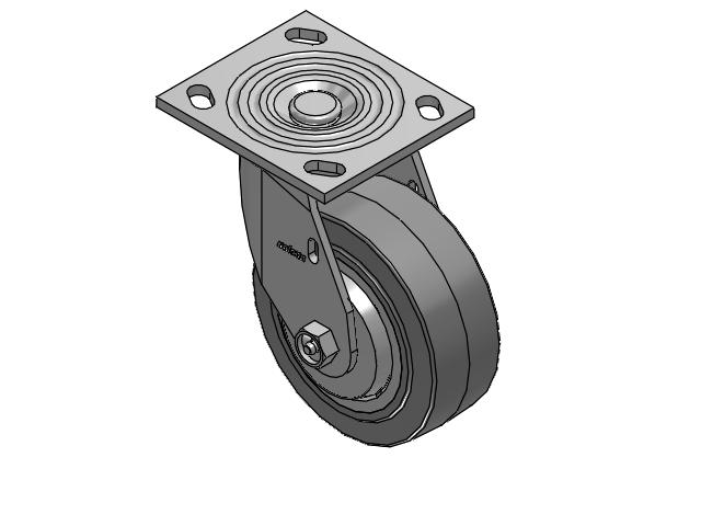 4 Series 2 Inch Wide Top Plate Swivel Caster Caster with 5 x 2 Performa Rubber (Flat/Grey) Wheel