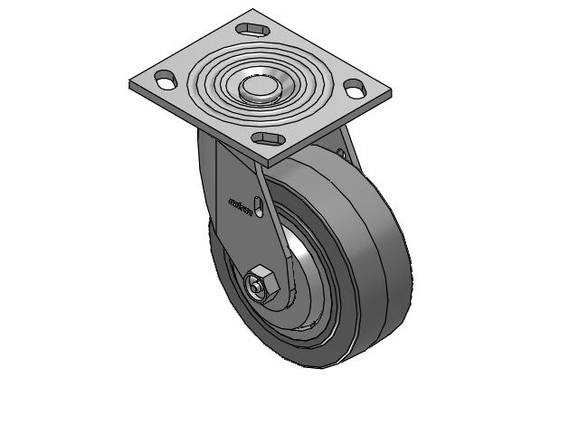 4 Series 2 Inch Wide Top Plate Swivel Caster Caster with 5 x 2 Performa Rubber (Flat/Grey) Wheel