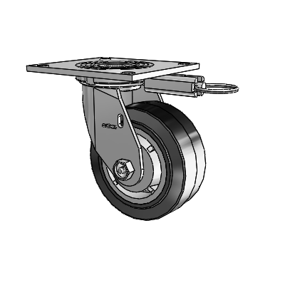 4 Series 2 Inch Wide Top Plate Swivel Caster Caster with 5 x 2 Performa Rubber (Flat/Black) Wheel