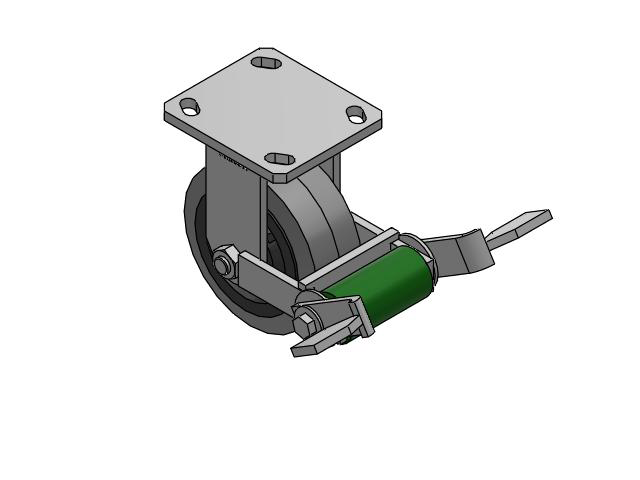 110 Series Kingpinless Top Plate Rigid Caster with 5 x 2 Grey Tread on Grey Core XS - Performa X-tra Soft Rubber (Flat) - Prevenz Antimicrobial Wheel and Poly Cam Brake