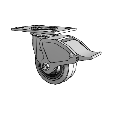 4 Series 2 Inch Wide Top Plate Swivel Caster Caster with 5 x 2 Performa Rubber (Flat/Conductive) Wheel and Total Lock Brake