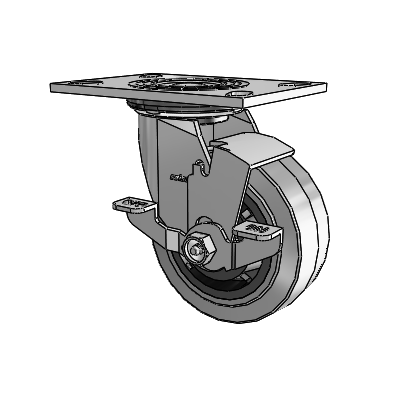 4 Series 2 Inch Wide Top Plate Swivel Caster Caster with 5 x 2 Performa Rubber (Flat/Conductive) Wheel and Top Lock Brake