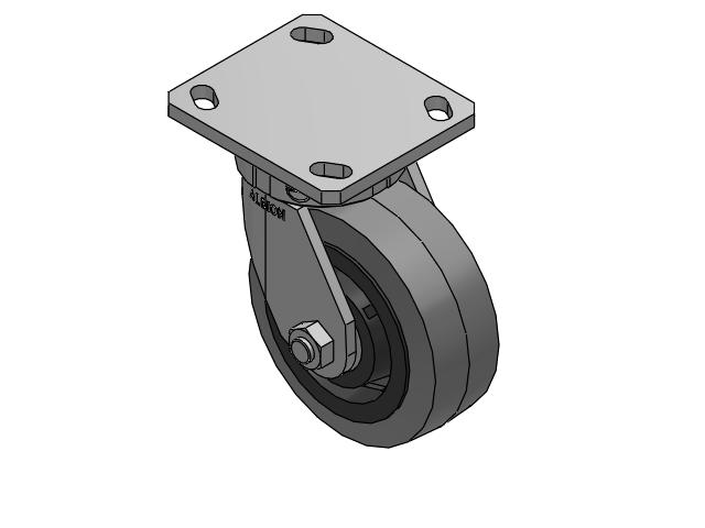 110 Series Kingpinless Top Plate Swivel Caster with 5 x 2 Grey Tread on Grey Core XS - Performa X-tra Soft Rubber (Flat) - Prevenz Antimicrobial Wheel