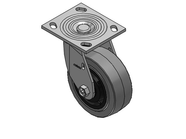 4 Series 2 Inch Wide Top Plate Swivel Caster Caster with 5 x 2 Performa Rubber (Flat/Conductive) Wheel