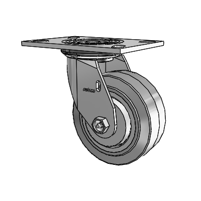 4 Series 2 Inch Wide Top Plate Swivel Caster Caster with 5 x 2 Performa Rubber (Flat/Grey) Wheel