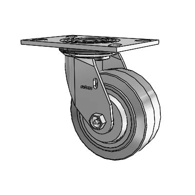 4 Series 2 Inch Wide Top Plate Swivel Caster Caster with 5 x 2 Performa Rubber (Flat/Grey) Wheel