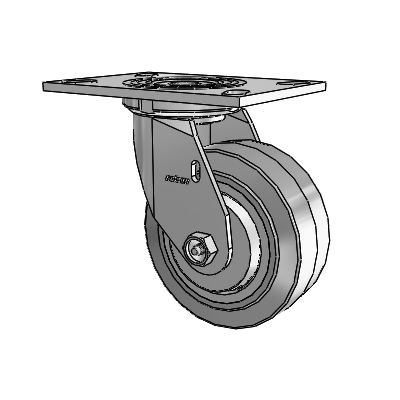 4 Series 2 Inch Wide Top Plate Swivel Caster Caster with 5 x 2 Performa Rubber (Flat/Grey) Wheel