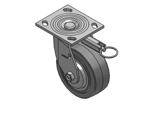 4 Series 2 Inch Wide Top Plate Swivel Caster Caster with 5 x 2 Performa Rubber (Flat/Grey) Wheel