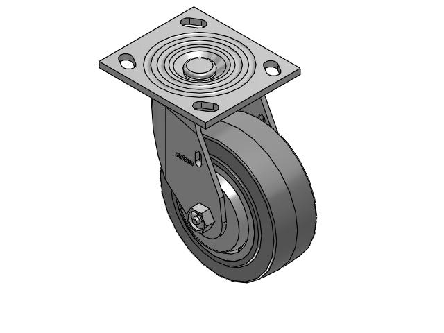 4 Series 2 Inch Wide Top Plate Swivel Caster Caster with 5 x 2 Performa Rubber (Flat/Grey) Wheel