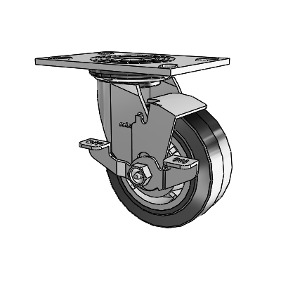 4 Series 2 Inch Wide Top Plate Swivel Caster Caster with 5 x 2 Performa Rubber (Flat/Black) Wheel and Top Lock Brake
