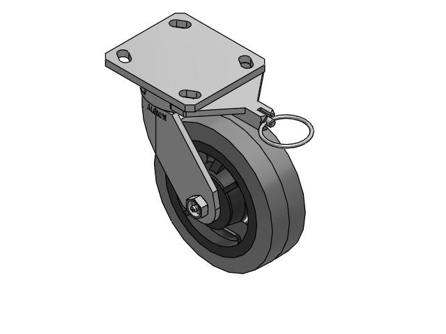 110 Series Kingpinless Top Plate Swivel Caster with 6 x 2 Grey Tread on Grey Core XS - Performa X-tra Soft Rubber (Flat) - Prevenz Antimicrobial Wheel