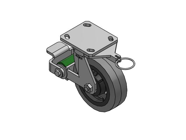 110 Series Kingpinless Top Plate Swivel Caster with 6 x 2 Grey Tread on Grey Core XS - Performa X-tra Soft Rubber (Flat) - Prevenz Antimicrobial Wheel and Poly Cam Brake