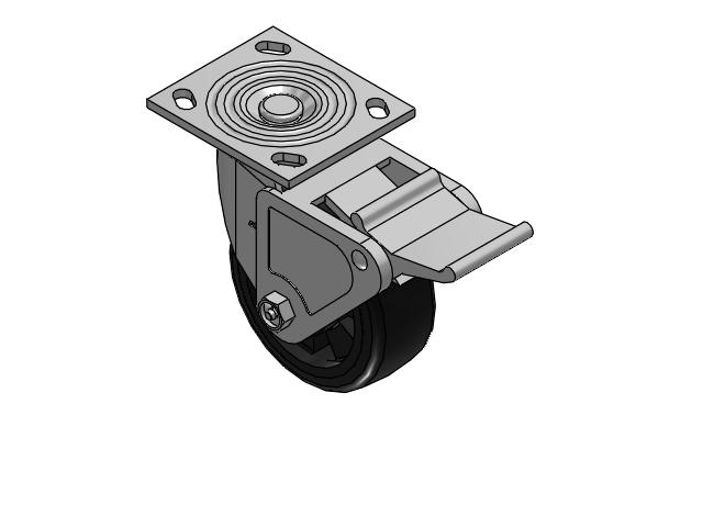 4 Series 2 Inch Wide Top Plate Swivel Caster Caster with 5 x 2 Trans-forma LT (Flat) Wheel and Tech Lock Brake