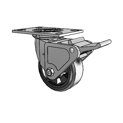 4 Series 2 Inch Wide Top Plate Swivel Caster Caster with 5 x 2 Trans-forma LT (Flat) Wheel and Tech Lock Brake