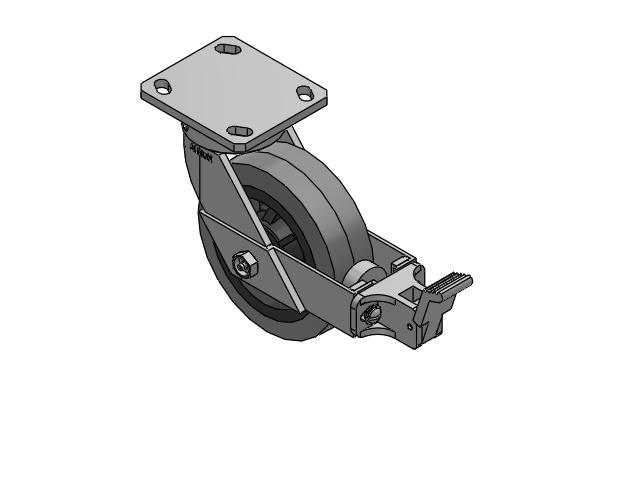 110 Series Kingpinless Top Plate Swivel Caster with 6 x 2 Grey Tread on Grey Core XS - Performa X-tra Soft Rubber (Flat) - Prevenz Antimicrobial Wheel and Face Brake