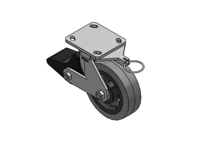 110 Series Kingpinless Top Plate Swivel Caster with 6 x 2 Grey Tread on Grey Core XS - Performa X-tra Soft Rubber (Flat) - Prevenz Antimicrobial Wheel and Poly Lock Integrated Brake