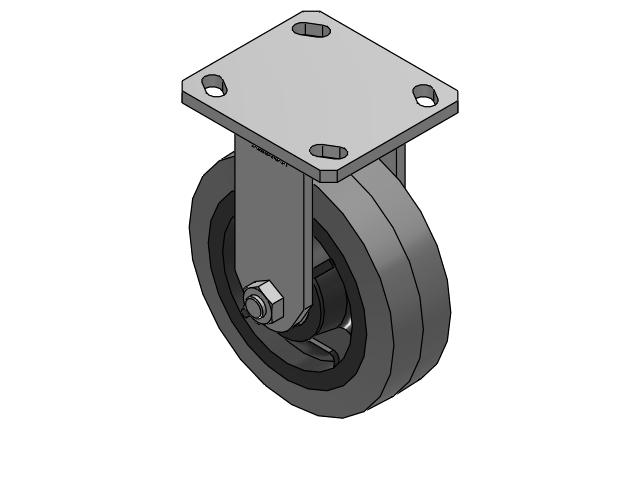 110 Series Kingpinless Top Plate Rigid Caster with 6 x 2 Grey Tread on Grey Core XS - Performa X-tra Soft Rubber (Flat) - Prevenz Antimicrobial Wheel