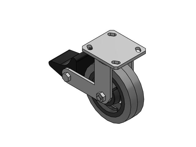 110 Series Kingpinless Top Plate Rigid Caster with 6 x 2 Grey Tread on Grey Core XS - Performa X-tra Soft Rubber (Flat) - Prevenz Antimicrobial Wheel and Poly Lock Integrated Brake